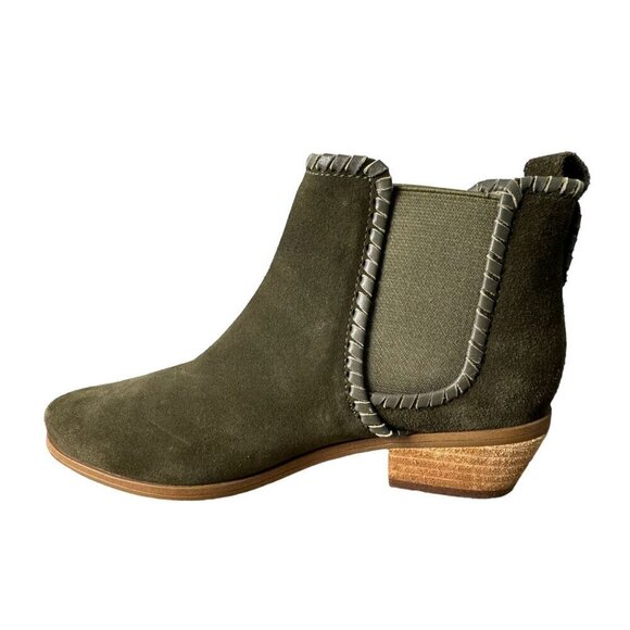 Jack Rogers NEW Green Suede Leather Booties Leather Strap Trim Women's Size 6 - Picture 6 of 11